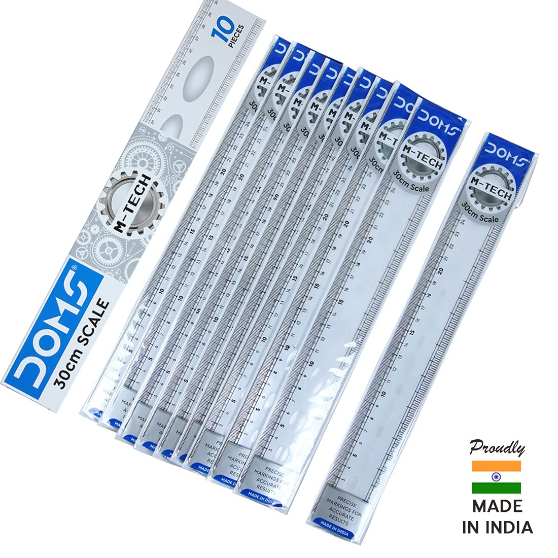 DOMS M Tech 30cm Transparent Scale (Pack of 10)