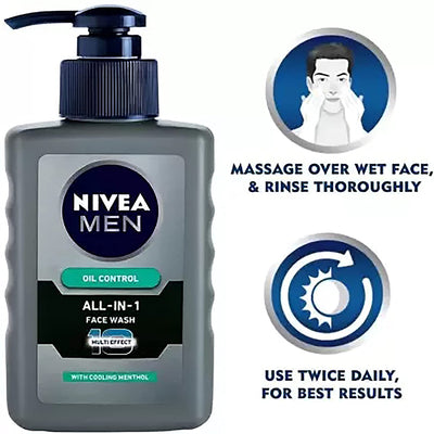 Nivea Men Oil Control Face Wash - For 12hr Oil Control With 10x Vitamin C Effect - 150 ml