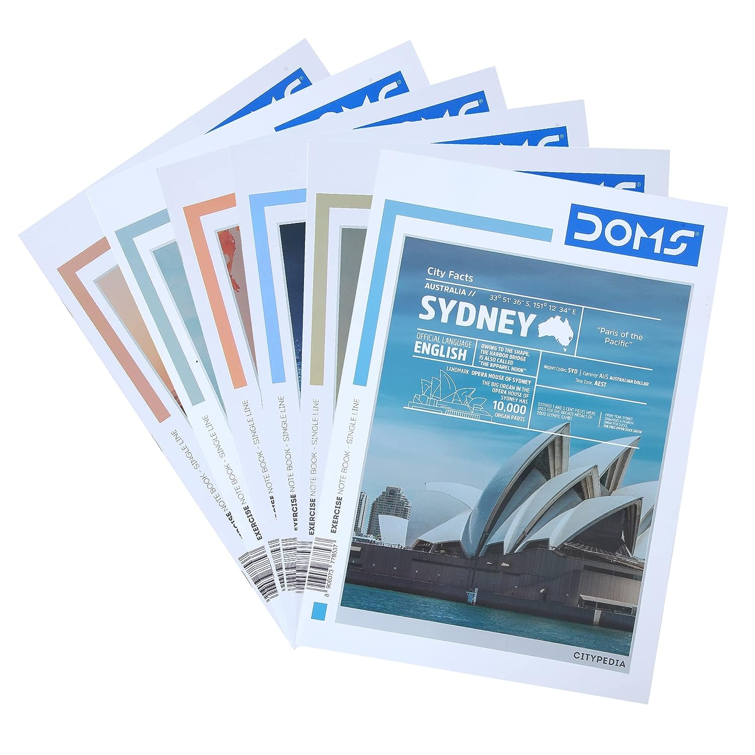 Doms Single Line A4 Note Book (Vacations Series) 140 Pages (Pack of 6)