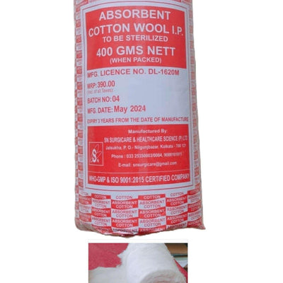 Absorbent Cotton Roll (400 Gram Nett Quality Medical Use (Pack Of 4)
