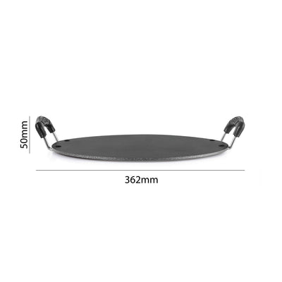 Cello Aluminium Non-Stick Patri Tawa Round, 30cm, Black and Grey | Induction base Flat Tawa | Dosa Tawa, Roti, Paratha, Chapati Tawa