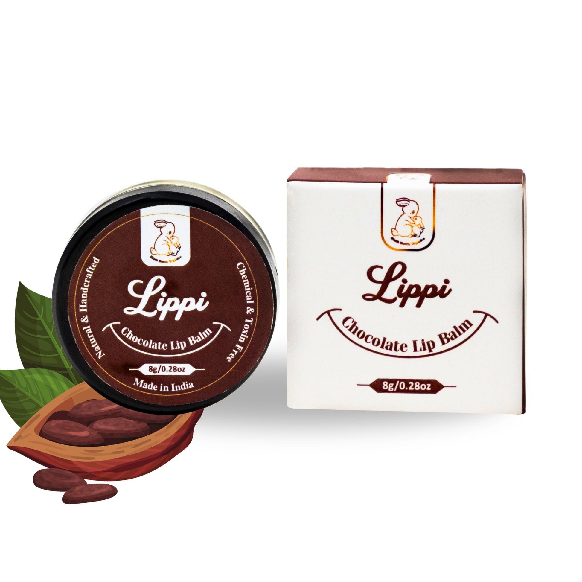 Blush Bunny Organics Nourishing Nude Natural Lip Balm, Shea Butter, Cocoa Butter, Vitamin E & Coconut Oil That Moisturizes, Nourishes, Softens Lips, 8g (Chocolate)