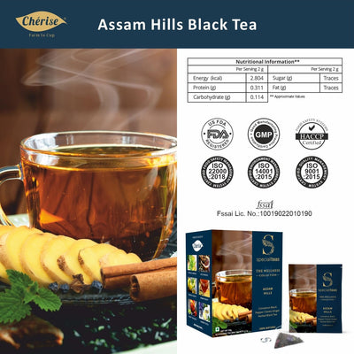 Cherise Specialiteas Assam Hills Cinnamon Black Pepper Cloves Ginger Herbal Black Tea (2 g x 25 Pyramid Tea Bags)