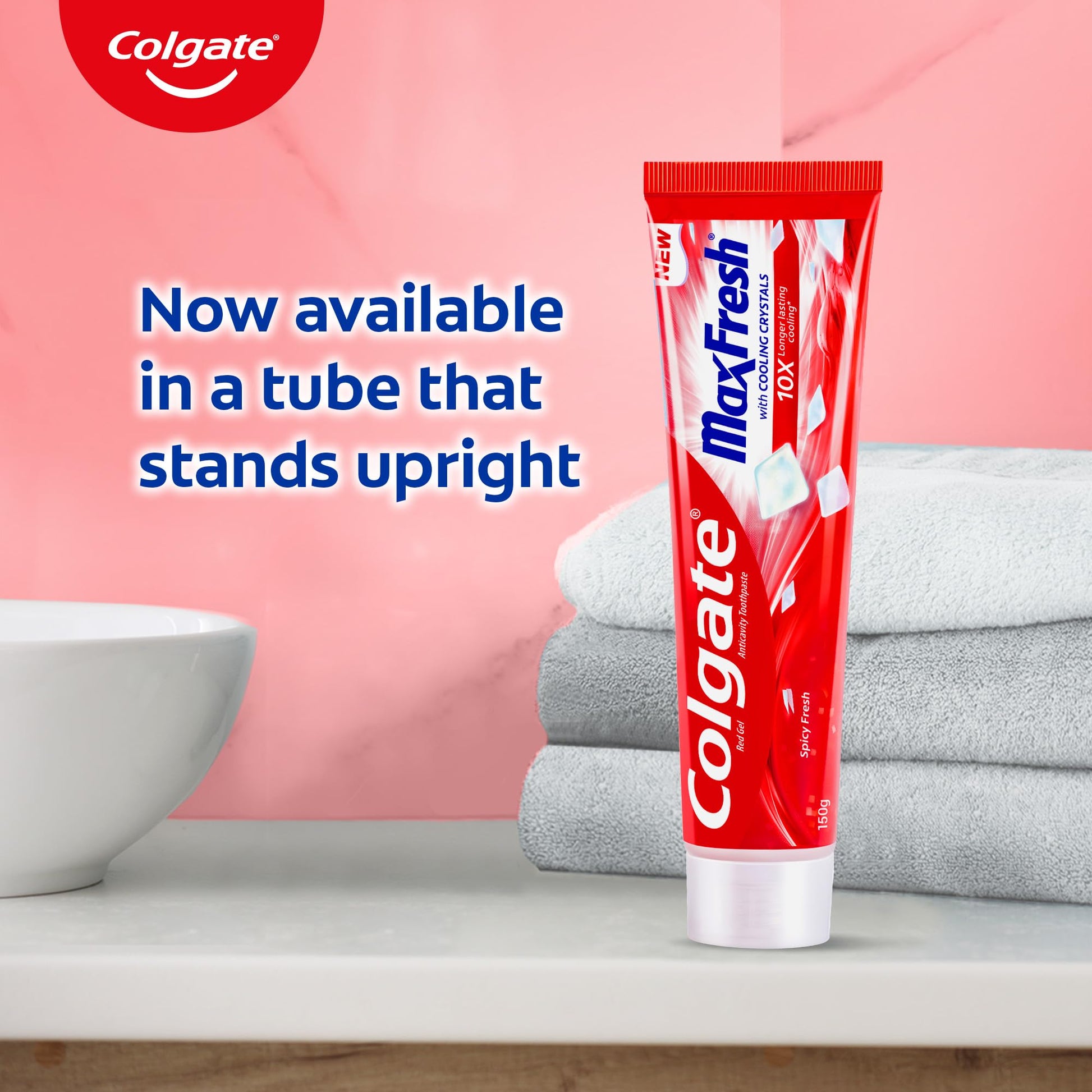 Colgate MaxFresh Toothpaste, Red Gel Tooth Paste with Menthol for Super Fresh Breath, 300g, 150g X 2 (Spicy Fresh) (Combo Pack Offer)