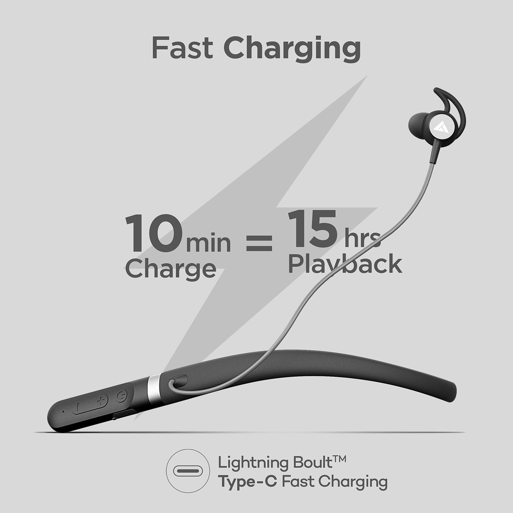 Boult Audio ZCharge Wireless in Ear Bluetooth Neckband with ENC Mic, 40H Playtime, Type-C Fast Charging (10Mins=15Hrs Playtime), Dual Pairing, Made in India, Biggest 14.2mm Drivers Ear Phones (Black)