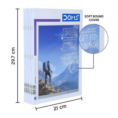 Doms Health Is Wealth Series Notebook | A4 | Single Line | 57GSM | 172 Pages | 21 x 29.7 cm | Pack of 3