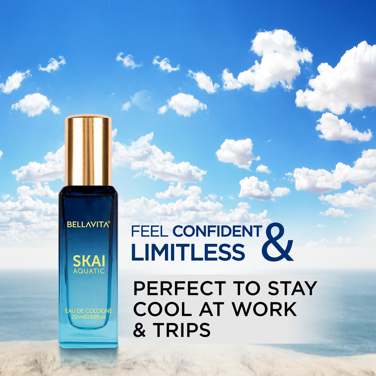 Bella Vita Luxury Skai Aquatic EDC & Fresh EDT Unisex Perfume Combo with Bergamot,Ylang Ylang,Pink Pepper|Long Lasting Fragrance Scent|Pack of 2, 20Ml Each