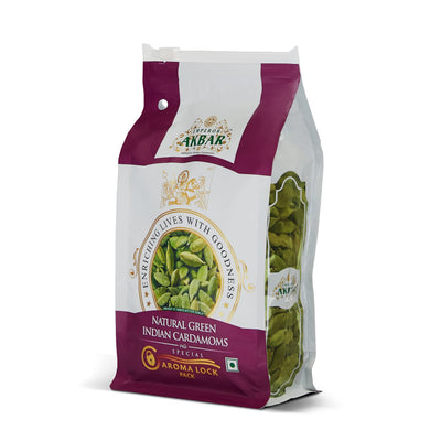 Emperor Akbar Cardamom (Elaichi)- 250 Gram - Green Cardamom In Superior Aroma-Lock Pack (Purple Grade - 8Mm Above)