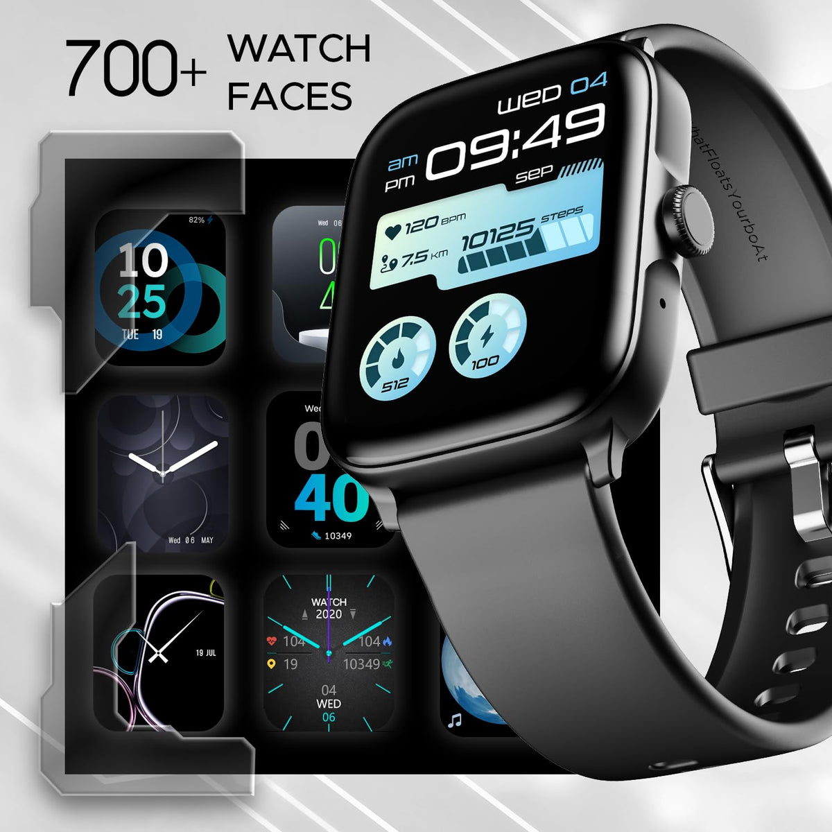 boAt Ultima Call Smart Watch with 1.83" HD Display,Advanced BT Calling,DIY Watch Face Studio, Coins,700+Active Modes,10 Days Battery Life,HR&SpO2 Monitor,Energy&Sleep Score(Active Black)