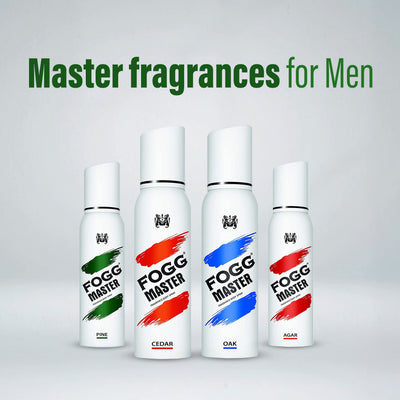 4x Fogg Master Pine No Gas Deodorant for Men, Long-Lasting Perfume Body Spray, 150ml each - Pack of 4