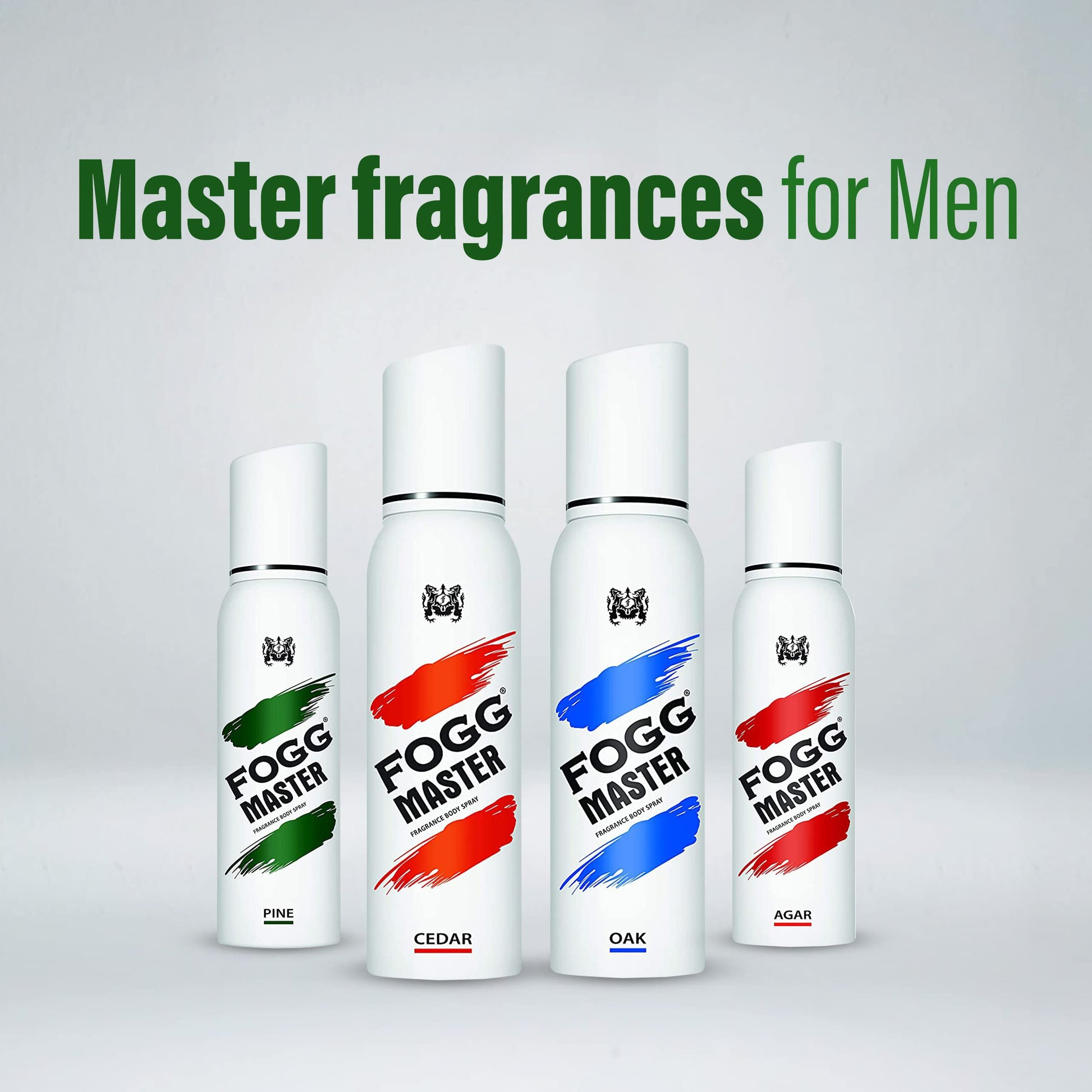 4x Fogg Master Pine No Gas Deodorant for Men, Long-Lasting Perfume Body Spray, 150ml each - Pack of 4