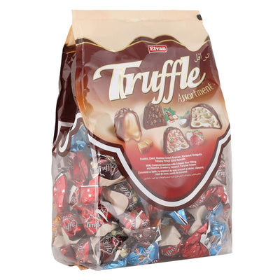 Elvan Truffle Assortment - Milky Compound Chocolate with Crisped Rice Filling and Hazelnut, Strawberry, Coconut, Caramel Cream 1KG bag