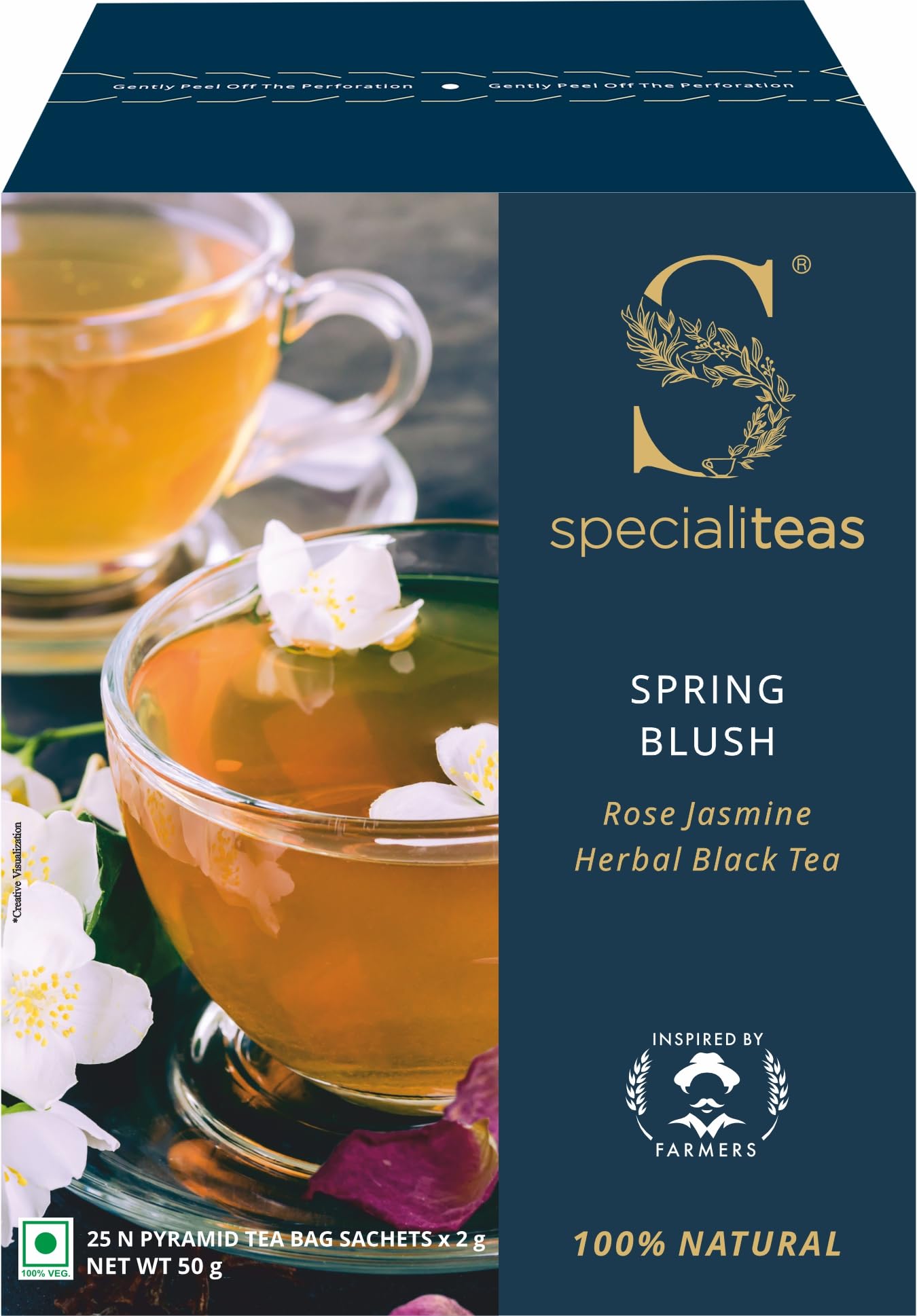 Cherise Specialiteas Spring Blush Rose Jasmine Herbal Black Tea (2 g x 25 Pyramid Tea Bags)