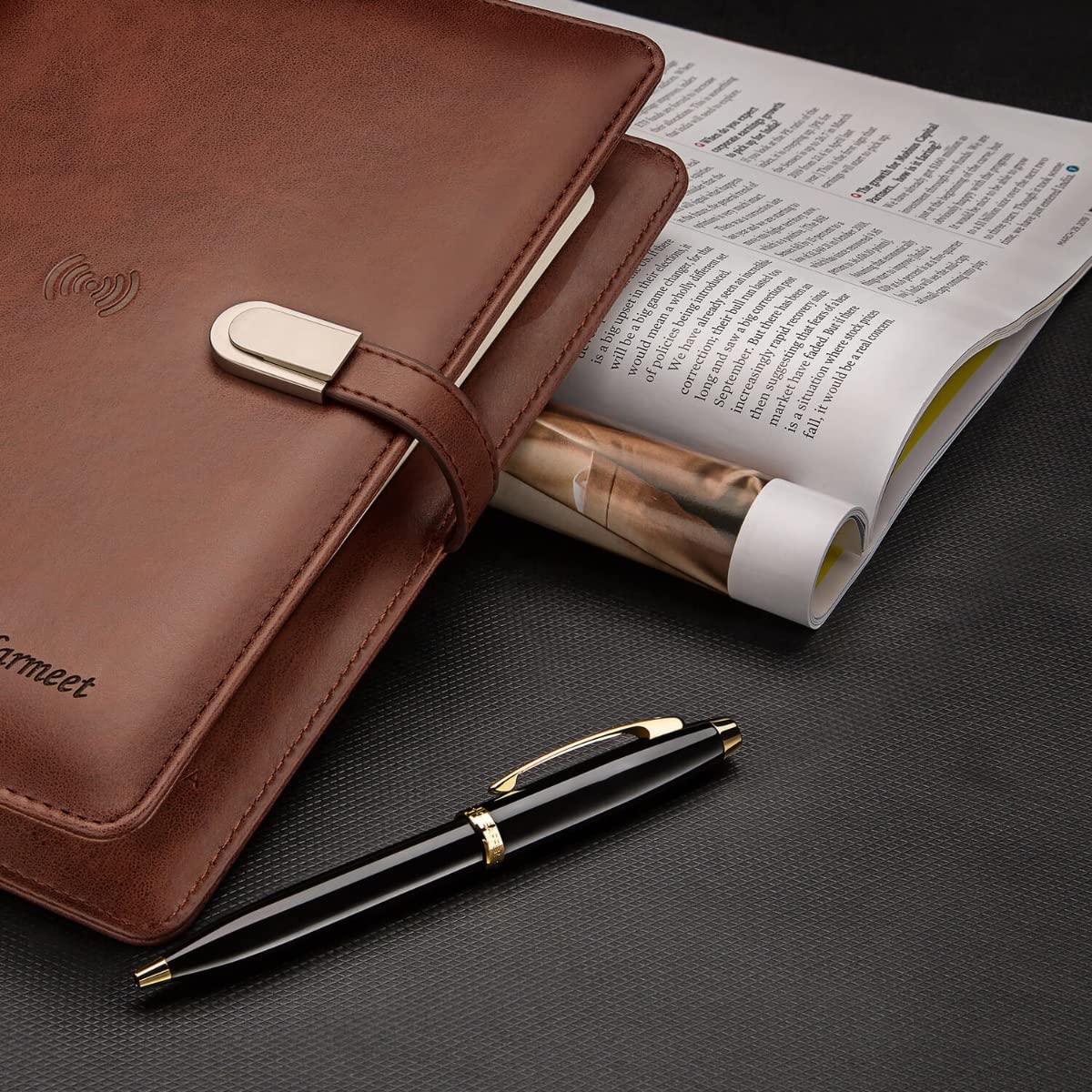 Sheaffer 9322 Ballpoint Pen With Gold Chrome Table Clock