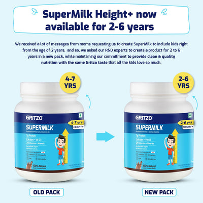 Gritzo Supermilk Height+ For 2-6Y Boys/Girls - Double Chocolate Flavor