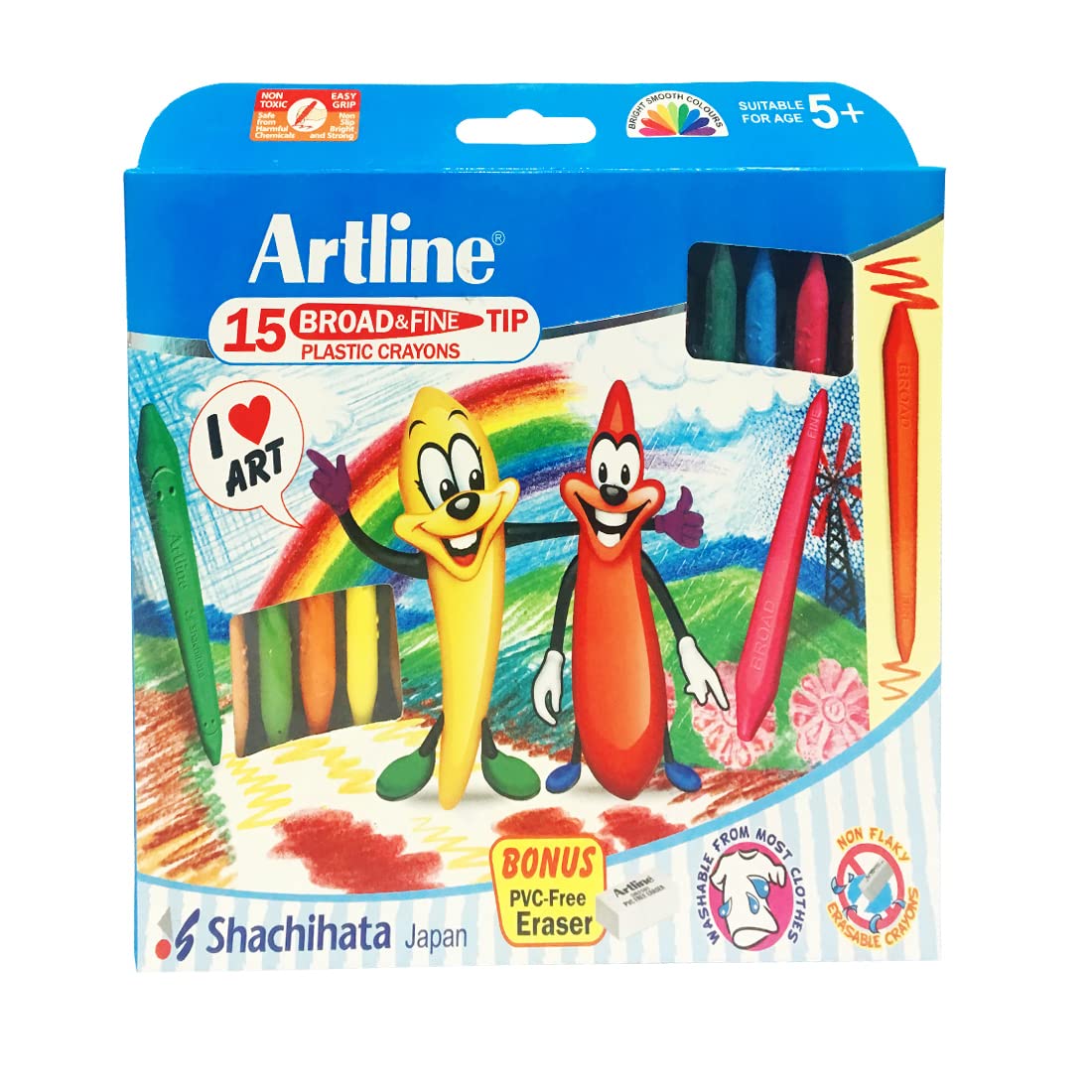 Artline Broad And Fine Tip Plastic Crayons