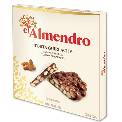 El Almendro Round Crunchy Almond Chocolate, Caramel Turron, 200G