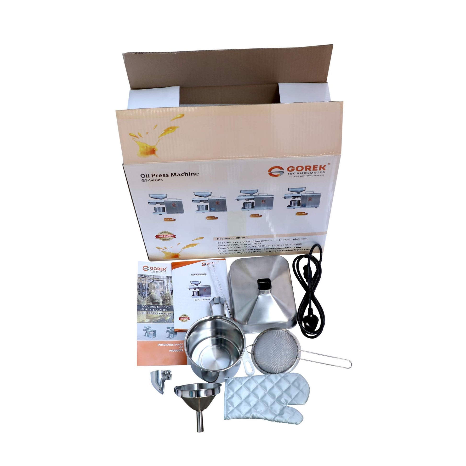 Gorek Technologies Gt-Ot 600 Watts Oil Press/Maker Machine With Simplified Digital Temperature Controller, Silver