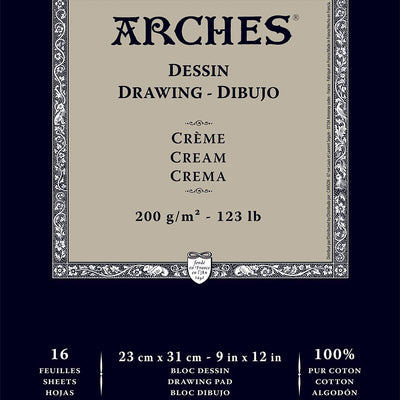 Arches Drawing 200 GSM Cold Pressed Cream 23 x 31 cm Paper Pad, 16 Sheets