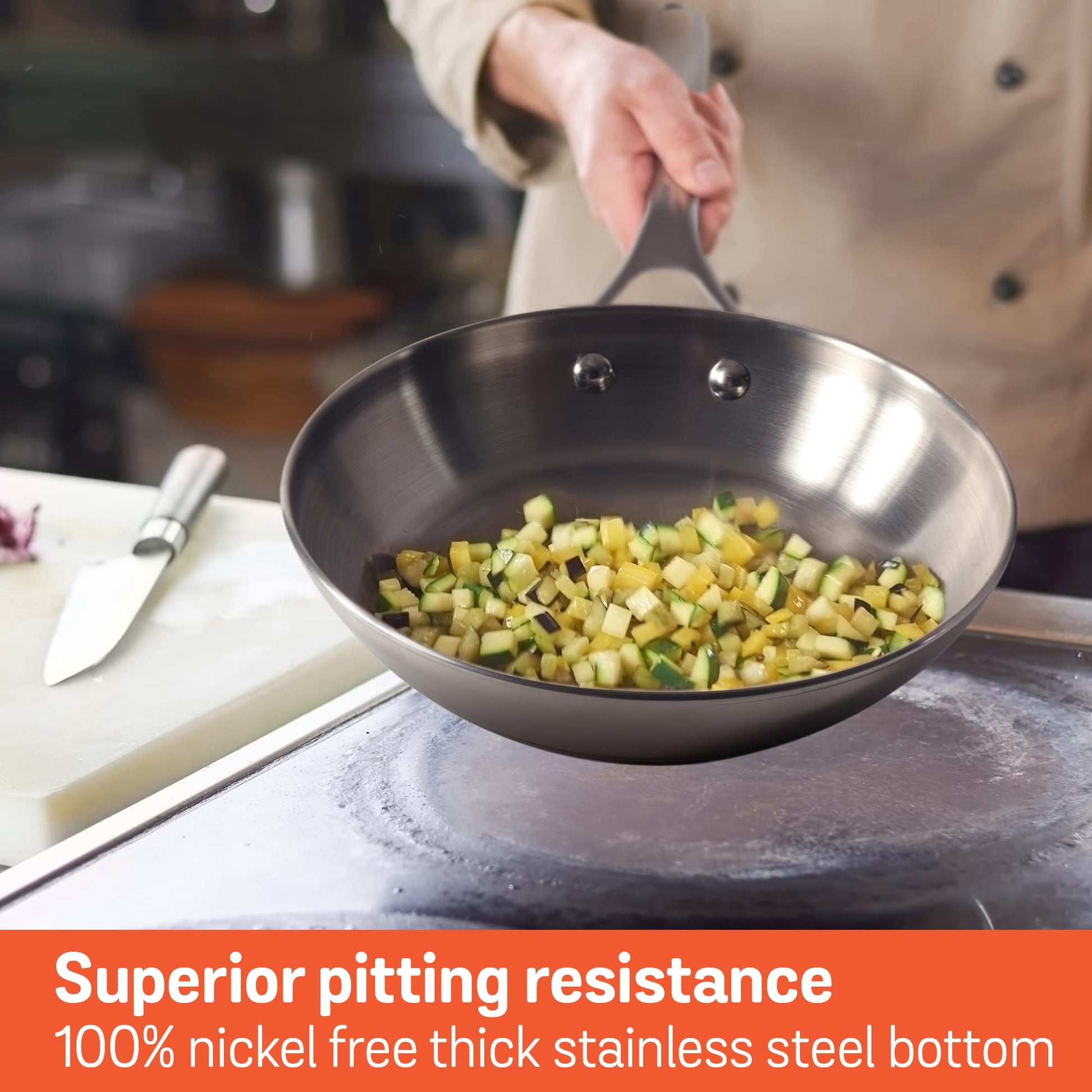 Meyer Select Stainless Steel Open Frypan 26cm (Induction & Gas Compatible)
