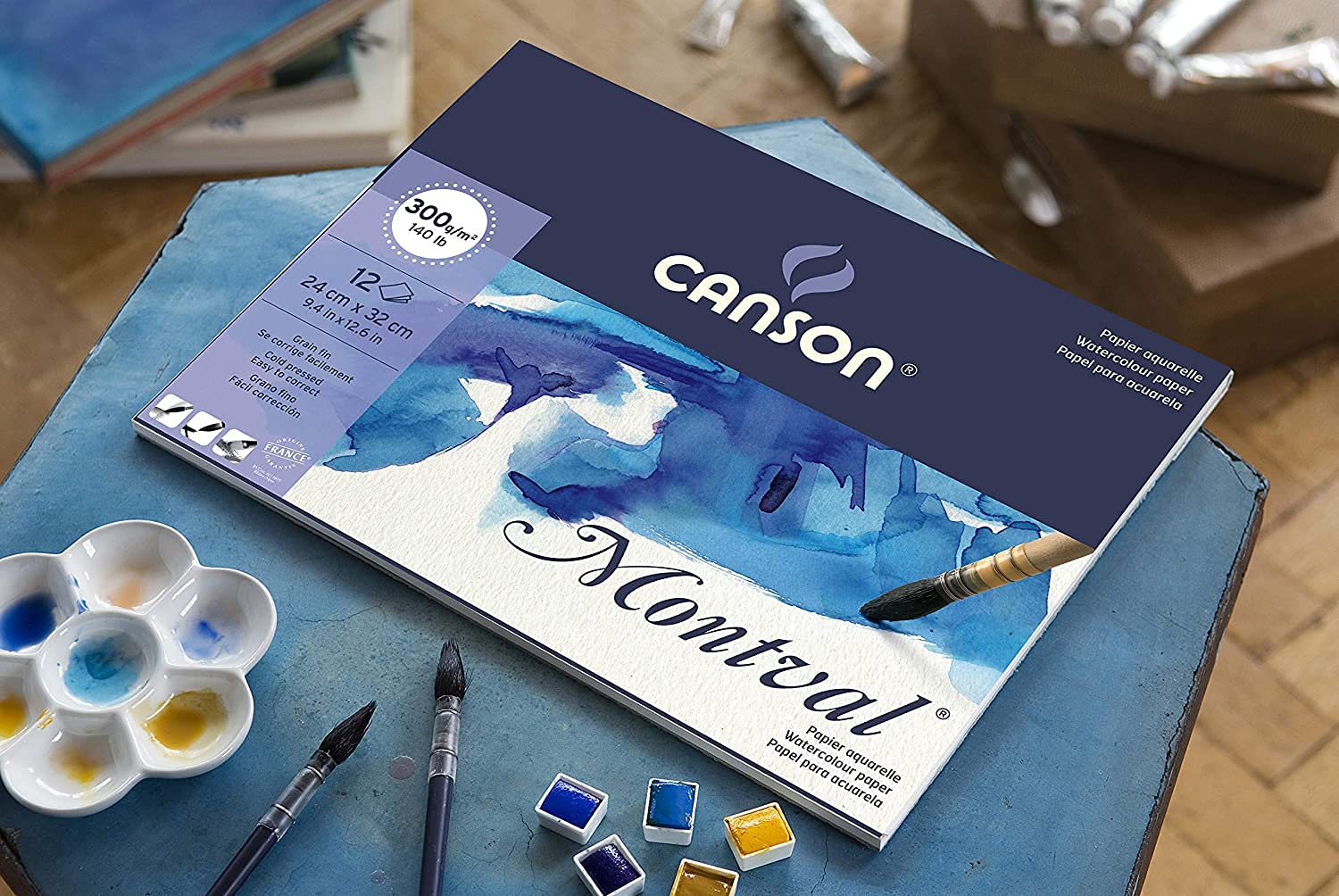 Canson Montval Watercolour 300 GSM Cold Pressed 10.5 x 15.5 cm Paper Block(White, 12 Sheets)