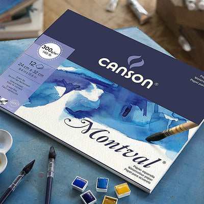 Canson Montval Watercolour 300 GSM Cold Pressed 19 x 24 cm Paper Block(White, 12 Sheets)