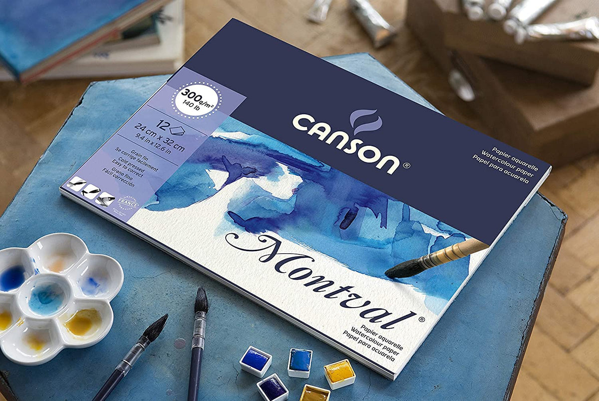 Canson Montval Watercolour 300 GSM Cold Pressed 19 x 24 cm Paper Block(White, 12 Sheets)