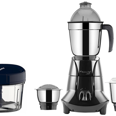 Butterfly Jet Elite 750-Watt Mixer Grinder with 3 Jars (Grey) & Butterfly Premium Plastic Vegetable Chopper 600 ml Blue