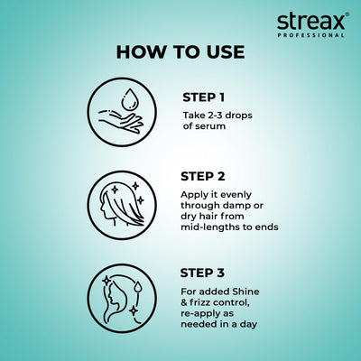 Streax Professional Vitariche Gloss Hair Serum, 125 ml | Frizz-Free Hair | Enhance Shine and Smoothness | With Vitamin E & Macadamia Oil| | For All Hair Types