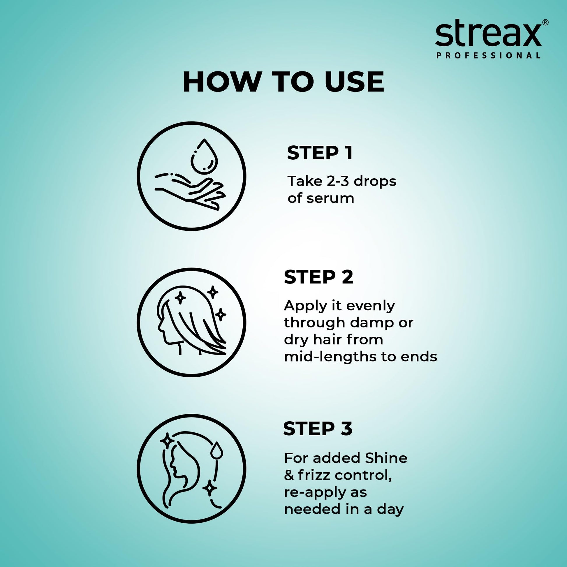 Streax Professional Vitariche Gloss Hair Serum, 125 ml | Frizz-Free Hair | Enhance Shine and Smoothness | With Vitamin E & Macadamia Oil| | For All Hair Types