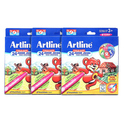 Artline Non-Toxic Junior Jumbo 24 Shades Wax Crayons