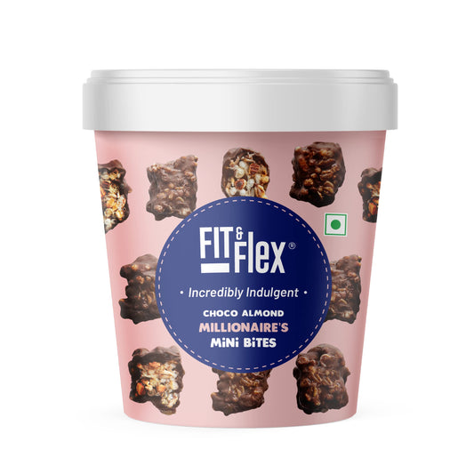 Fit & Flex Choco Almond Granola Mini Bites Oat Rich,Healthy Chocolate Snacks With Rice Crispies Rich Fibre And High Protein Granola Bars Treats For Kids | As Seen On Shark Tank India|250Gm (Pack Of 1)