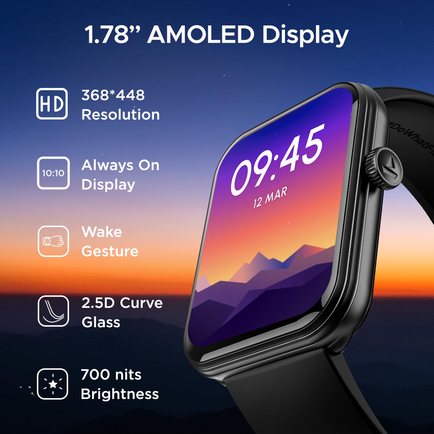 boAt Xtend Plus Smart Watch with 1.78" AMOLED Display, Coins, Advanced BT Calling, 100+ Sports Mode, Always On Display, HR & SP02 Monitoring & Stress Monitoring(Jet Black)