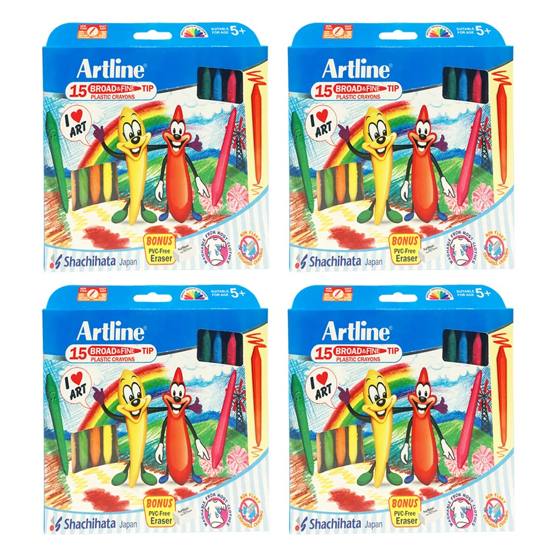 Artline Broad And Fine Tip Plastic Crayons