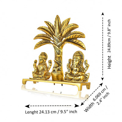CraftVatika Laxmi Ganesh Idol Aluminium Laxmi Ganesh for Gifting, Office & Pooja Room Home Decor Showpiece