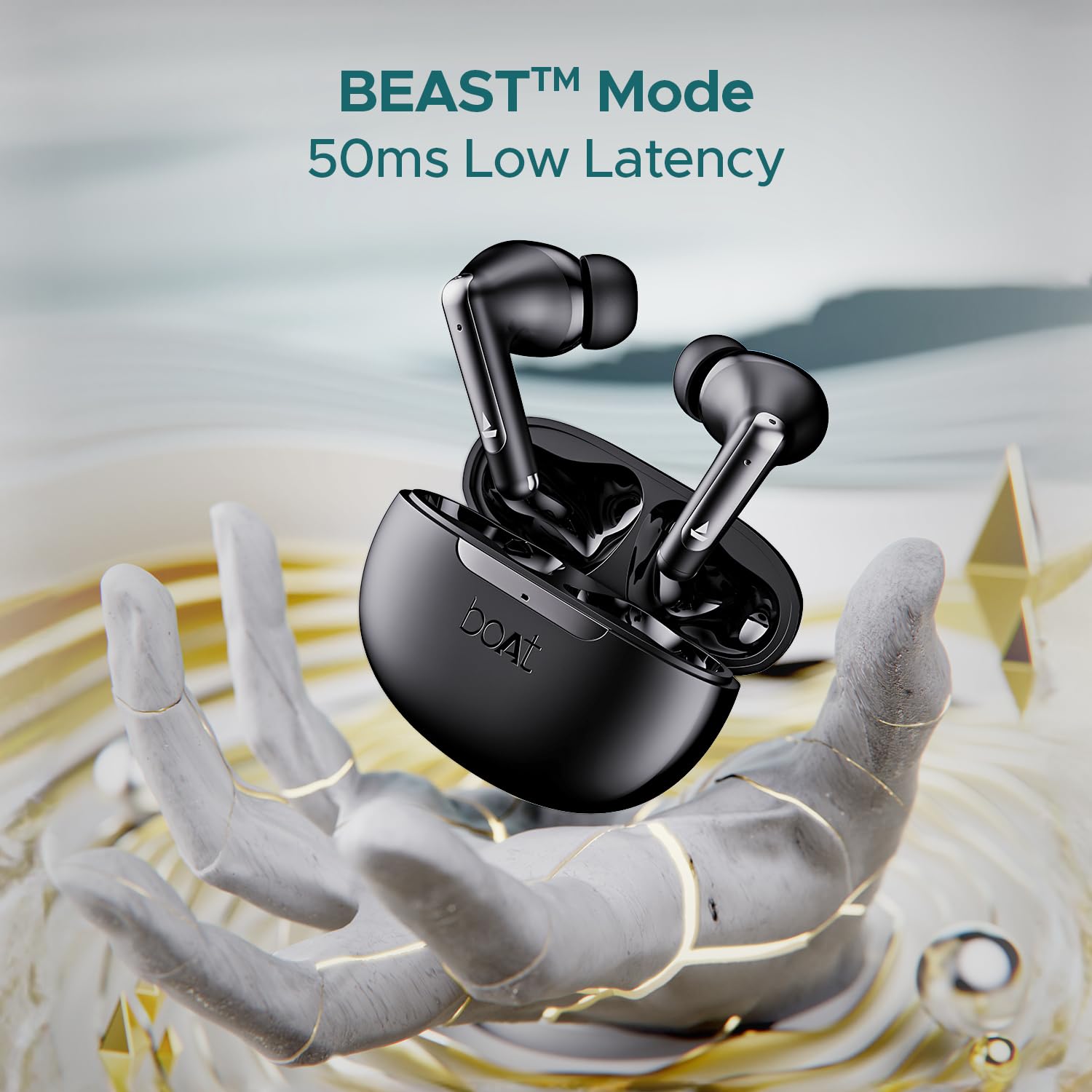 boAt Airdopes 141 ANC TWS in Ear Earbuds with 32 Db ANC, 42 Hrs Playback, 50Ms Low Latency Beast Mode, Iwp Tech,Quad Mics with Enx,ASAP Charge,USB Type-C Port & Ipx5(Gunmetal Black)