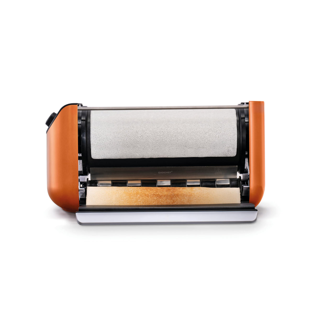EVOCHEF EC Flip Automatic Dosa Maker, 1-Minute Dosas, 360° Food Grade Coated Roller, Easy Cooking Time & Thickness Control, Touch Controls, Compact & Portable, 1600W, 1 Year Warranty, Metallic Orange