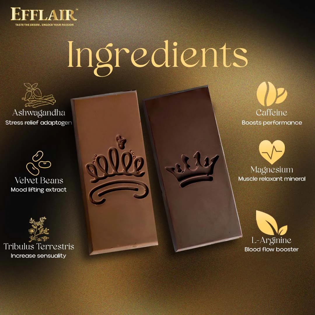Efflair Premium Chocolate for Men & Women | Indulgence with Natural Herbs | Romantic Gift | Gluten-Free & Vegan | 2x20g