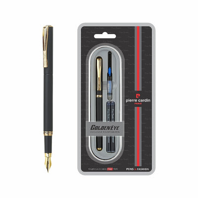 Pierre Cardin Golden Eye Matte Black Finish Exclusive Fountain Pen - Gold, Pack Of 5