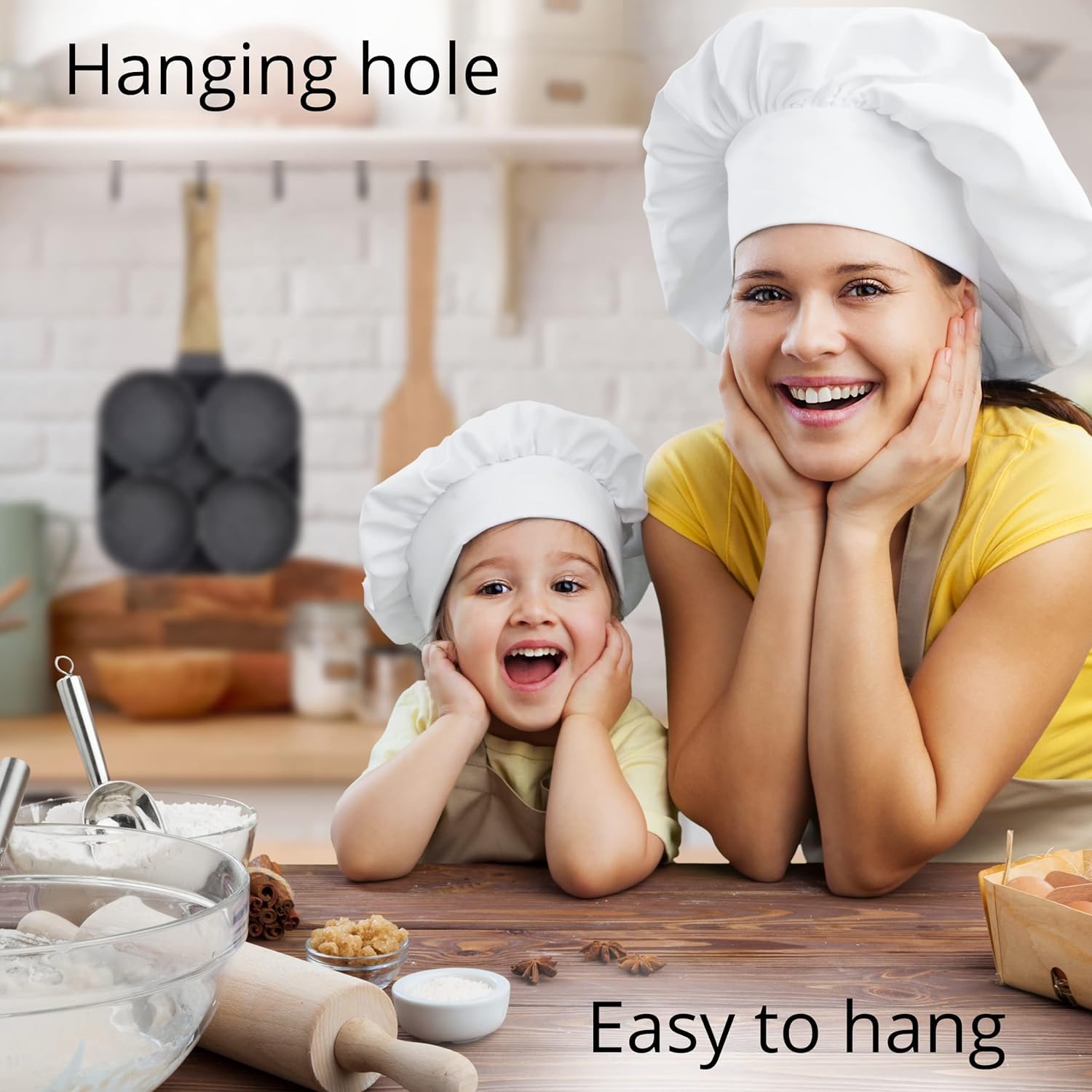 Cazuela 4 Cups Egg Pan Omelette Pan Frying Pan Egg Frying Pan 4 Cup Crepe Pan Granite Egg Cooker Breakfast Pancakes Pan Suitable for Gas Stove & Induction Cookware (Wood Grain Handle)