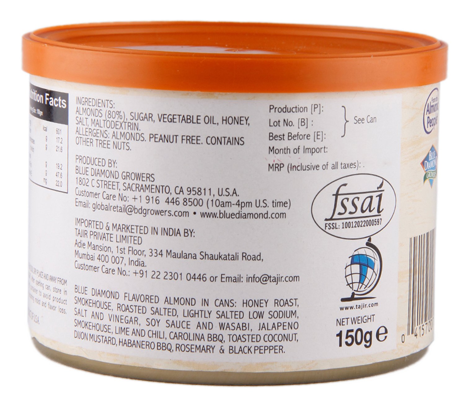 Blue Diamond Almonds, Honey Roasted, 150g