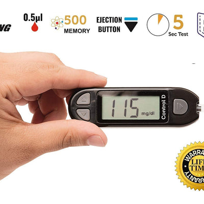 Control D Blood Glucose Monitor (Pack of 50 Strips, Black)