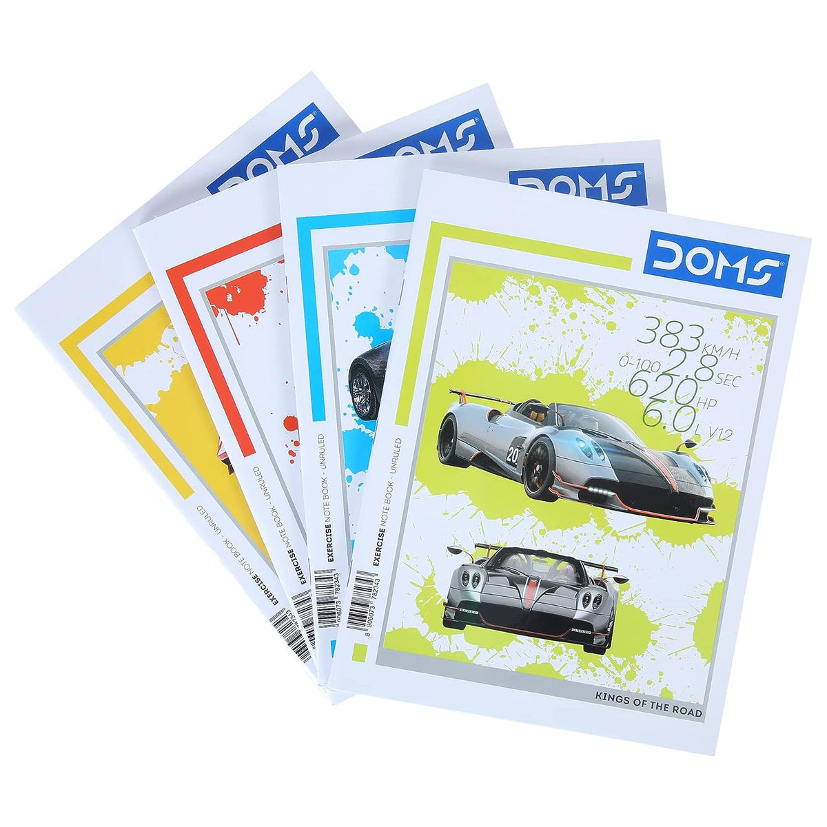 Doms Kings Of The Road Series Notebook | Unruled | 57GSM | 172 Pages | 18 x 24 cm | Pack of 6