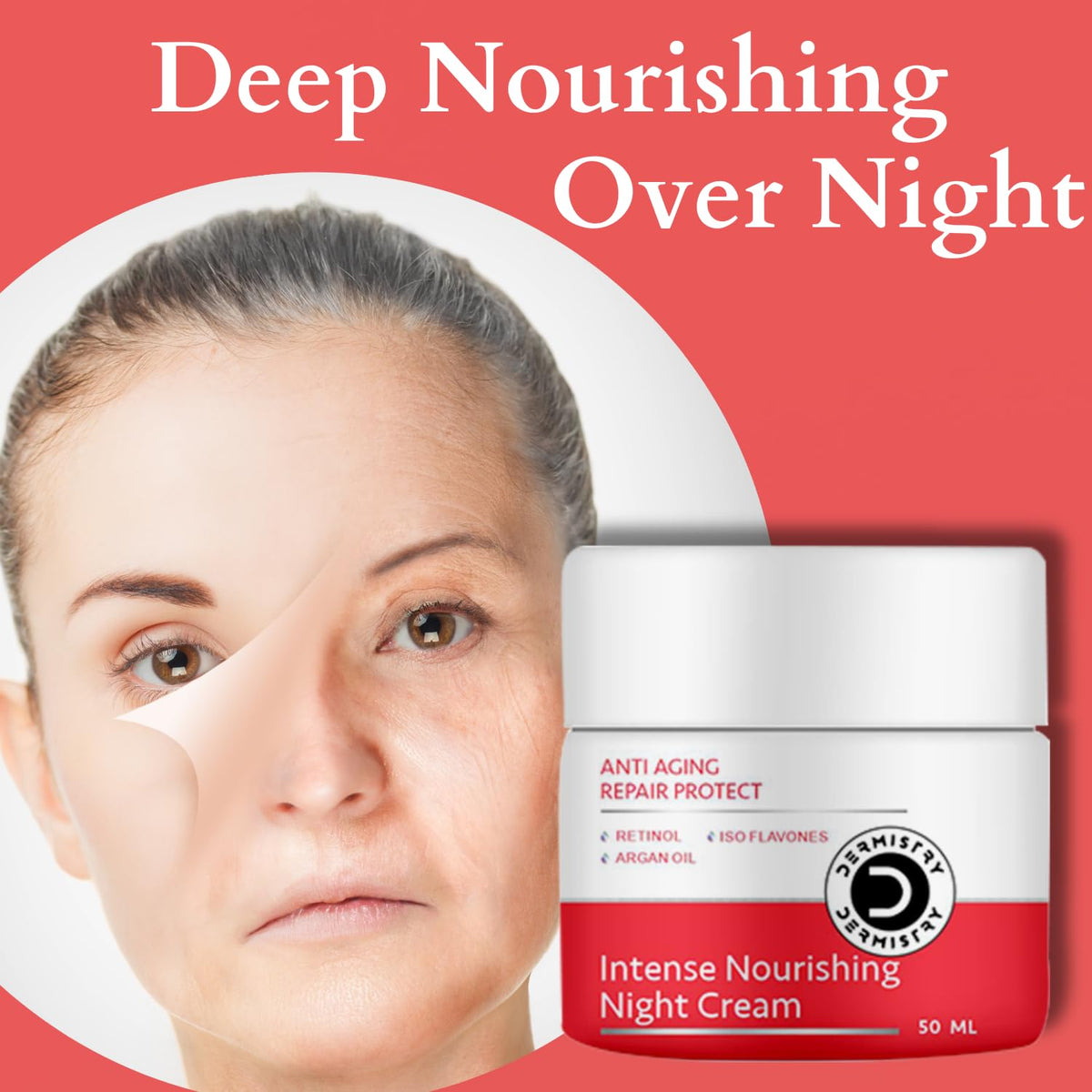 Dermistry Anti Aging Collagen Builder SPF30 Retinol Hyaluronic Acid Nourishing Age Protect Day Cream + Repair Protect Retinol Night Cream for Wrinkles Fine Lines 100ml