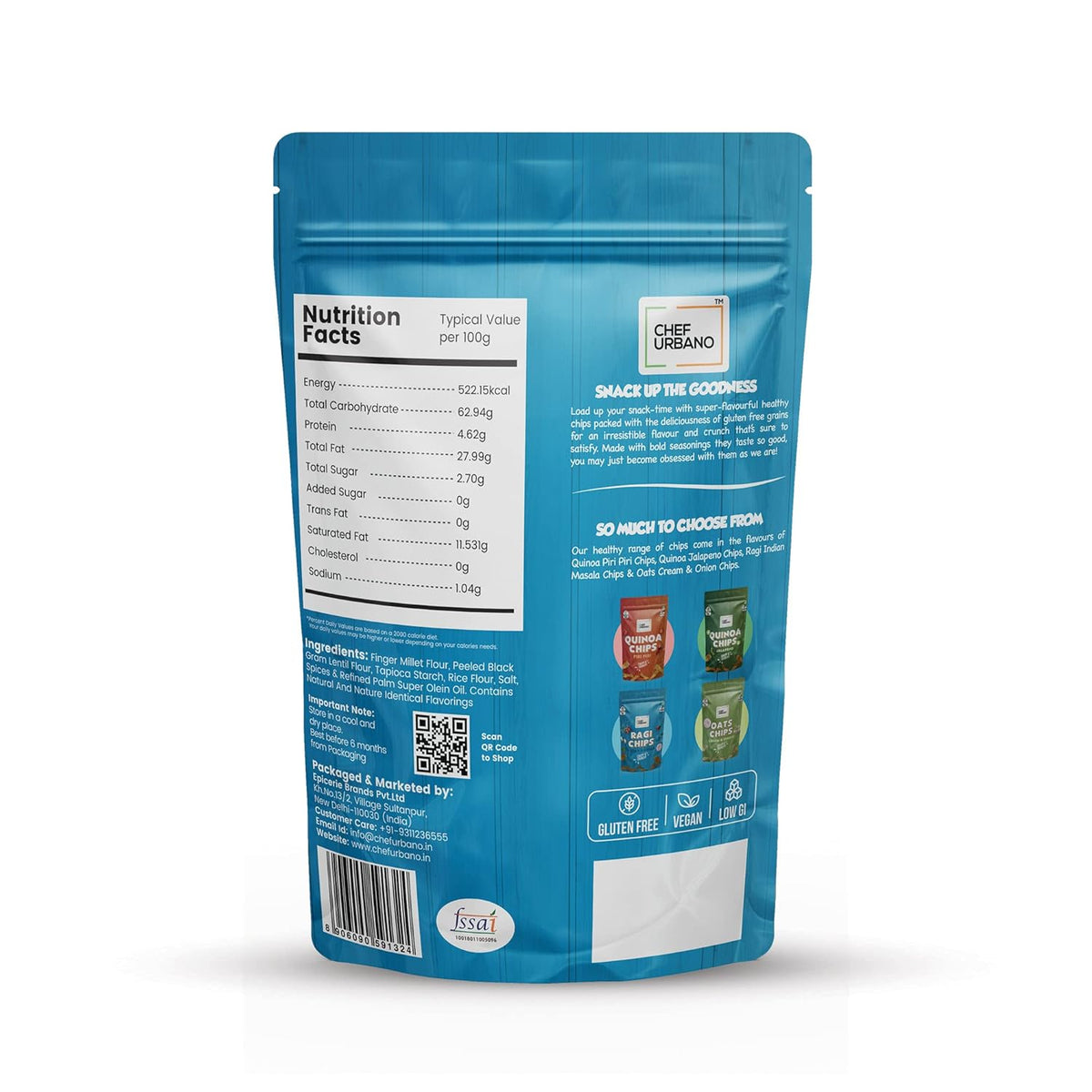 Chef Urbano Ragi Chips Indian Masala 85g