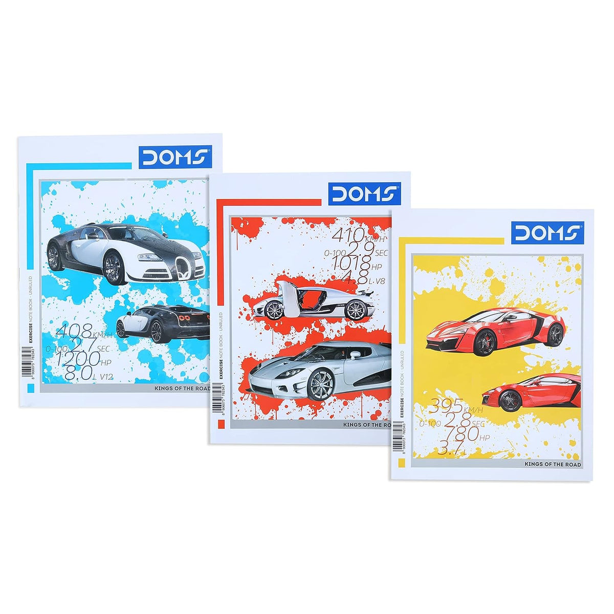 Doms Kings Of The Road Series Notebook | Unruled | 57GSM | 172 Pages | 18 x 24 cm | Pack of 6
