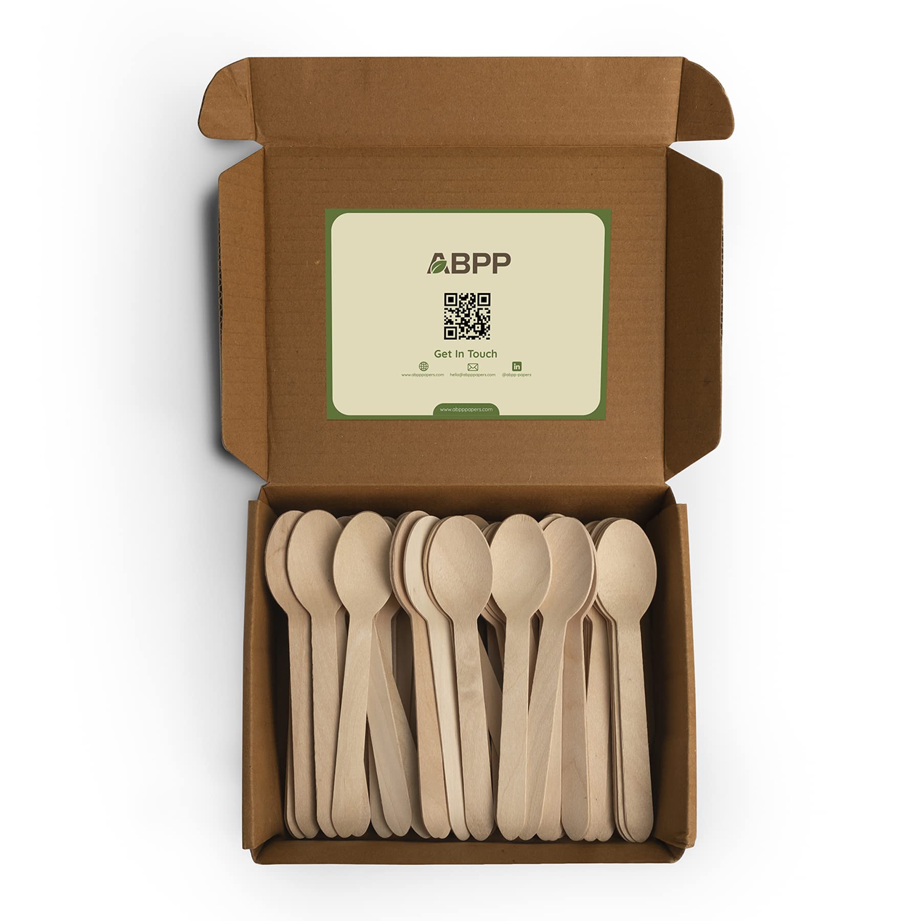 ABPP Disposable Spoon - 200 Disposable Wooden Spoons Set (Big Size - 16cm Big Size) | Spoons for Eating Food, Ice-Cream | Best Cutlery Set for Kitchen, Birthday, Parties, Picnic, Office & Restaurant