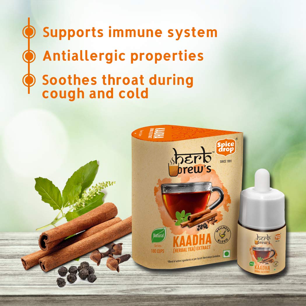Spice Drop Herb Brews Ayush Kadha/ Kwath Extract for Immunity , 5ml (180 Drops)