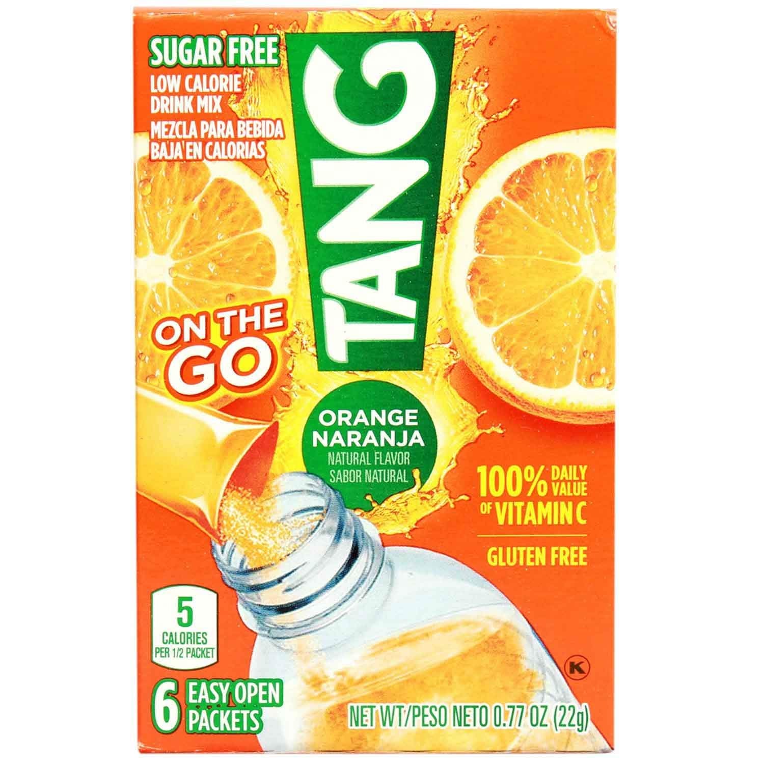 Tang On The Go Orange Sugar Free Drink Mix 6 Individual Sachet Box,(3 ...