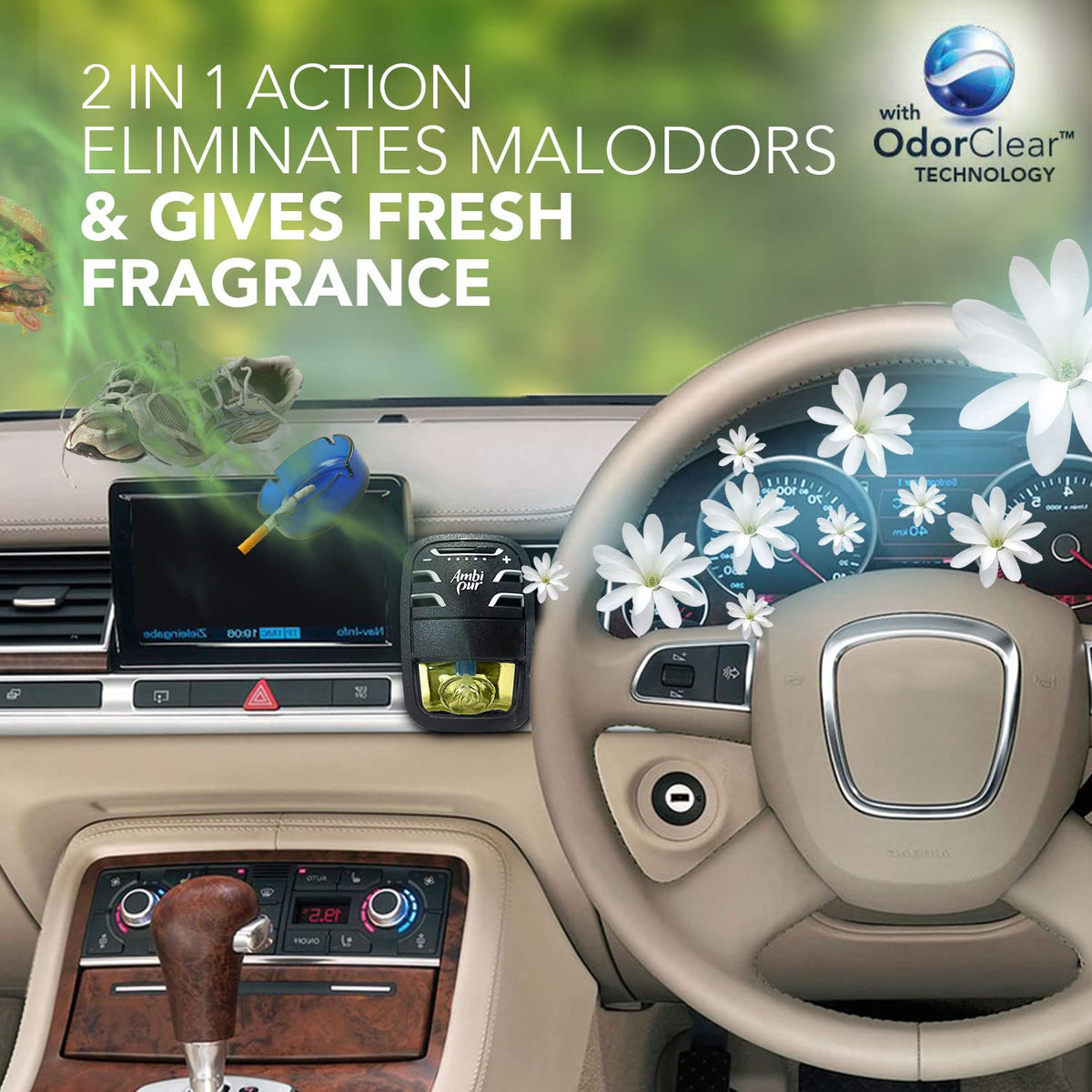 Ambi Pur Exotic Aerosol Jasmine Car Air Freshener Starter Kit (7.5 Ml)